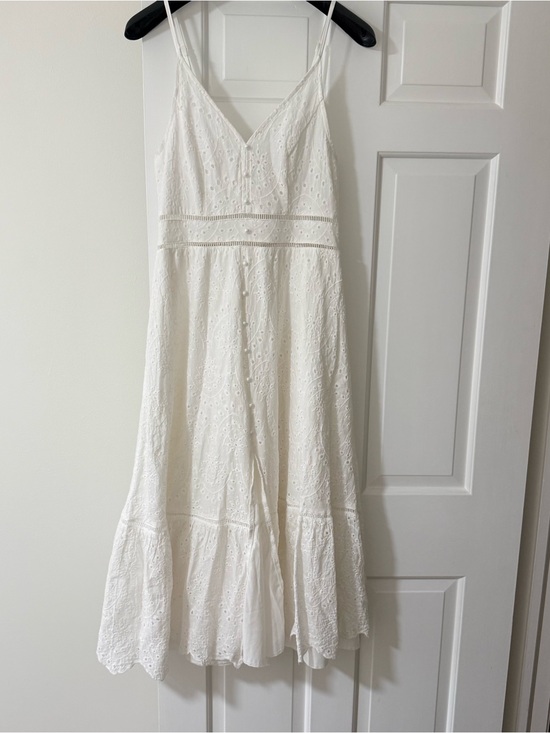 Dresses & Skirts - White Eyelet Midi Dress with Spaghetti Straps